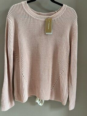 Harper Heritage Pullover Sweater - Soft Rose Pink - Ties in back - Size M - NWT